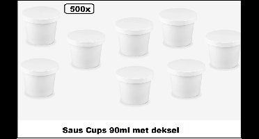 500x BIO Saus cups 90ml met deksel wit - karton - ketchup pindasaus mayonaise cocktail tapas amuse zaden poeder kruiden cup festival diner thema feest snack