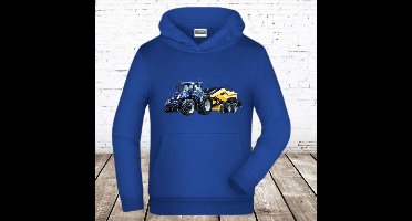 Hoodie met blauwe trekker - Blauw - 122/128