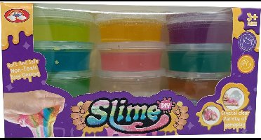 Kidsfun slijm speelgoed 12 potjes crystal glitter multicolor.