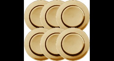 Cepewa kerstdiner onderbord - Set van 6x stuks - goud - kunststof - 33 cm