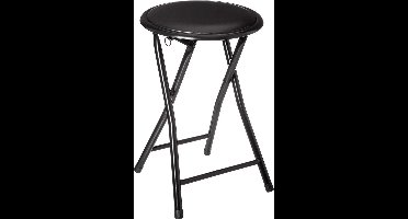 5five Bijzet krukje/stoel - Opvouwbaar - zwart/zwart - 46 cm - bijzetkruk - bijzetkruk