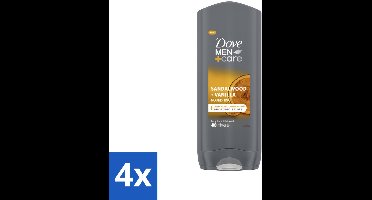 4 x Dove – Douchegel – Men+Care Sandalwood & Vanilla – 400 ml - Douchegel Mannen - Reiniging Mannenhuid - Hydraterende Douchegel - Sandelhout Geur - Vanille Geur