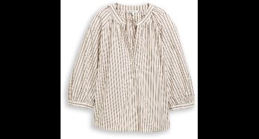 Tom Tailor Denim - Blouse met streepjespatroon - Maat L - off white brown beige stripe