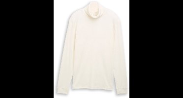 Tom Tailor Denim - Shirt met rolkraag en geribbelde structuur - Maat XS - Wool White