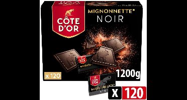 Côte d'Or Mignonnette Noir Chocolade - Chocolaatjes Extra Puur 120 x 10g - 1,2KG - Chocoladerepen en Tabletten - Chocolade voor bij de Koffie - Voorraad - Verjaardag Cadeau Vrouw of Man - Geschenkset voor Man en Vrouw