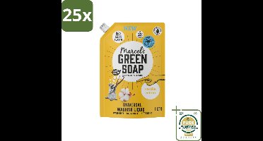 25 x Marcel's Green Soap - Vloeibaar Wasmiddel - Navulling - Vanille & Katoen - Effectief & natuurlijk - 23 Wasbeurten - 1 liter - Grootverpakking - Wasmiddel - Palmolievrij - Duurzaam Wasmiddel - Natuurlijk Wasmiddel - Milieuvriendelijk Wasmiddel