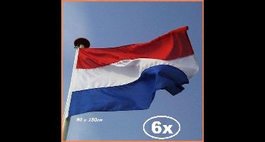 6x Vlag Nederland 90 x 150 cm - Holland vlag EK WK landen Nederlands voetbal sport en spel