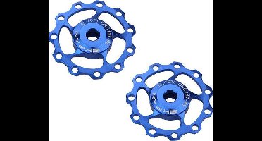 set CNC Aluminium derailleurwieltjes met kogellager - T11 - 7075 Alu - 2 stuks - Blauw
