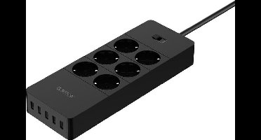 Orico - USB stekkerdoos met zes stopcontacten en vijf USB-laadpoorten - Incl. aan/uit schakelaar - Met overspanningsbeveiliging - 4000W - Zwart