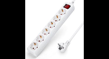 Aigostar 20FGY Stekkerdoos - Met randaarde - Verlengsnoer - Verlengkabel - 6-voudig - 1.5 meter - Wit | Nederlands