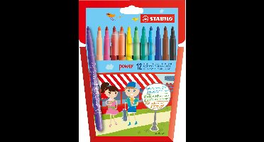 STABILO Power - Viltstift - Tot 8 Weken Zonder Dop - Etui Met 12 Kleuren