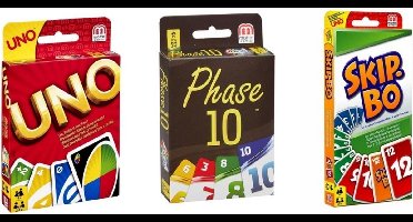 Spellenbundel - 3 Stuks - Uno & Phase 10 & Skip-Bo