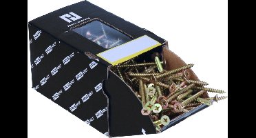 HausHalt universele houtbouwschroef houtschroef 5,0 x 25 mm PZ2 500 stuks ( 000051371188 ) geel verzinkt kruiskop Pozidriv verzonken kop volledig schroefdraad