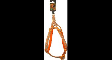 DOG FASHION Step-In BH Hondentuigje / Harnas - Nylon - Oranje - Reflecterend - Borstomvang: 35 - 45 cm (GELIEVE VOORAF BESTELLING OPMETEN)
