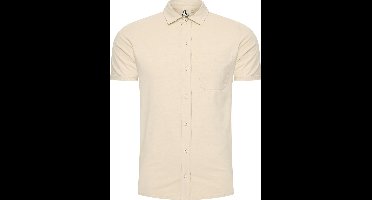 Mario Russo Korte Mouwen Overhemd - Overhemd heren - Polo Shirt Heren - t shirt heren - M - Beige