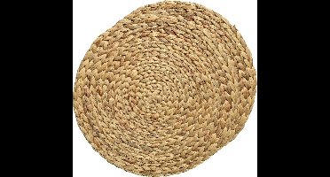 Kaemingk Placemats - 2x - gevlochten - 35 cm - rond - naturel - bohemian style