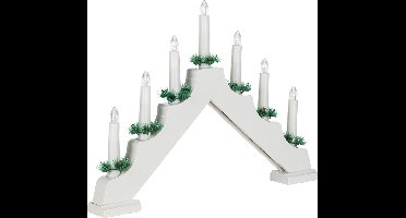 HI Kaarsenbrug - 42,5 x 4,5 x 32 cm - kunststof - wit - met 7 led kaarsen