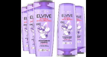 L'Oréal Elvive Hydra Hyaluronic Hydraterend - Shampoo 3x 250 ml & Conditioner 2x 200 ml - Pakket