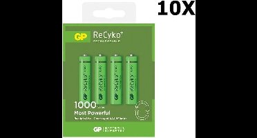GP AAA 1000mAh Oplaadbare Batterij - 10 Blisters (40 batterijen)