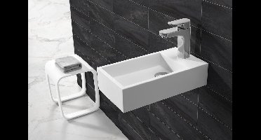 Wiesbaden Maria solid surface fontein kraangat rechts 40x20x10cm mat wit