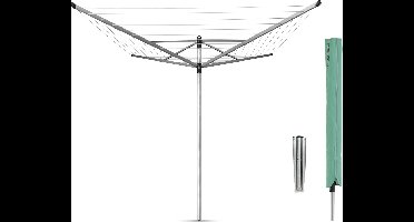 Brabantia Lift-O-Matic Droogmolen - 60 m - met Grondanker en Beschermhoes - Metallic Grey