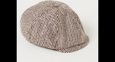 Dsquared2 Newsboy flat cap in wolblend met pied-de-poule dessin - Bruin - Maat L
