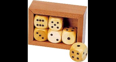 GOKI Dobbelsteenkistje - Hout - 6X4,5X3Cm - Met 6 Houten Dobbelsten