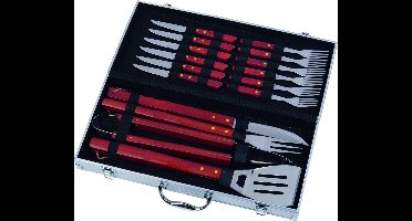 Barbecue bestekset in koffer RVS (17-delig)