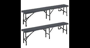 Casaria Set van 2 Bierbanken - Opvouwbaar 8 Personen 183cm- Antraciet