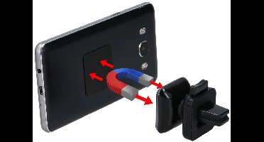 Grundig Magnetic Air Vent Holder ABS - Magnetische Telefoonhouder voor Ventilatierooster - 360° Draaibaar - Inclusief Zelfklevende Metalen Plaatjes - Kunststof - Zwart