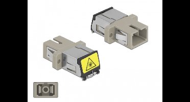 Delock Optical Fiber Coupler with laser protection flip SC Simplex female to SC Simplex female Multi-mode beige
