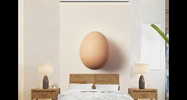 Behang - Fotobehang Ei - Beige - Ovaal - Egaal - Breedte 145 cm x hoogte 220 cm