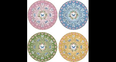Easy Life Spring Parade- 4-delige Dessert bordenset- porselein- in Doos - Veelkleurig- 19cm
