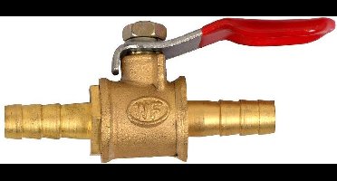 Minikogelkraan 6 x 6 mm messing voor lage druk drinksysteem met 6 mm PVC slang