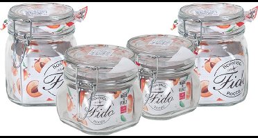 Set van 4x weckpotten/inmaakpotten 2x 500 ml and 2x 750 ml met beugelsluiting - voorraadpotten