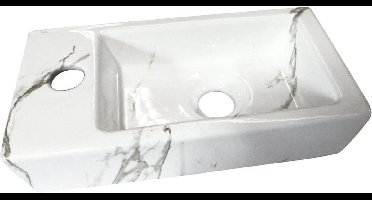 Wiesbaden Mini-Rhea links fontein 36x18x9cm Carrara marmerlook wit