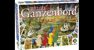 Tactic Selecta Reuze Ganzenbord - Bordspel - 52x68 cm - 6 grote houten ganzen - 2 dobbelstenen - Klassiek familiespel - 2-6 spelers - Vanaf 5 jaar