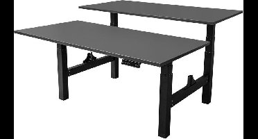 IVOL Elektrisch verstelbaar duo bureau 140x80 cm Two dual motor - Zwart met Antraciet
