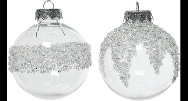 Decoris Kerstbal Plastic Ijslak 2Ass Transparant dia8cm