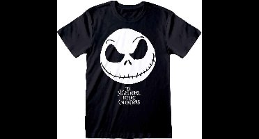 T-Shirt met Korte Mouwen The Nightmare Before Christmas Jack Face Zwart Uniseks - S