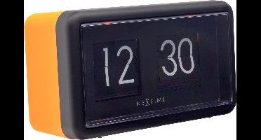 NeXtime - Flip Klok - Tafel of Wandklok -Oranje/Zwart -18x10x7 cm