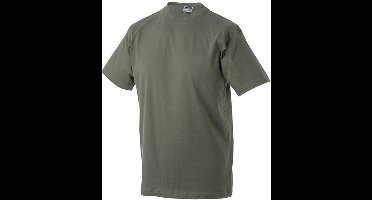 James and Nicholson Unisex Zware Ronde Tee (Olijfgroen)
