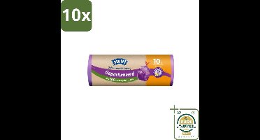 10 x Swirl – Pedaalemmerzakken – Trekband Geparfumeerd Vanille & Lavendel – 10 L – 14 zakken - Grootverpakking - Koffiezetapparaat