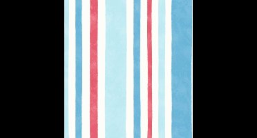 Dutch Wallcoverings papierbehang streep - blauw/rood/wit