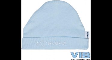 VIB® - Muts rond - Ik (hartje) Mama - (Blauw) - Babykleertjes - baby muts - baby muts newborn - baby mutsje - baby cadeau - kraam cadeau - baby aankodiging