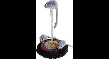 Tom Kattenspeeltjes - 26 X 14 Cm - Pluche/staal - Grijs/zwart - kattenspeelgoed