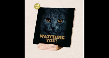 Relaxwonen - Decotegel met Standaard - Watching You - Zwart - 11x11x0.5 cm