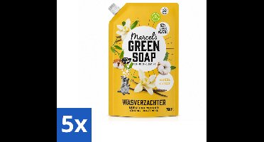 5 x Marcel's Green Soap - Wasverzachter - Navulling - Katoen & Vanille - Zachte frisheid- 30 Wasbeurten - 750 ml - Voordeelverpakking - 5 stuks