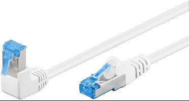 Goobay CAT 6a netwerkkabel 1x 90° haaks, S/FTP, wit, 1 m