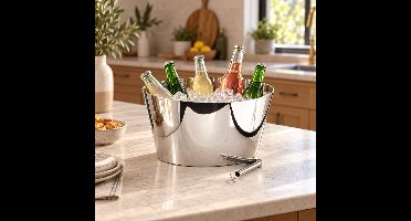 Hoppa! - Dubbelwandige drankenkoeler - Chroom - 57 x 57 x 29 cm (B x D x H)